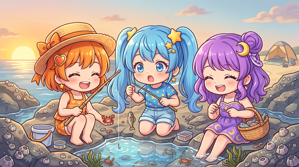 【#アウトドア】魔法少女が海でキャンプ２