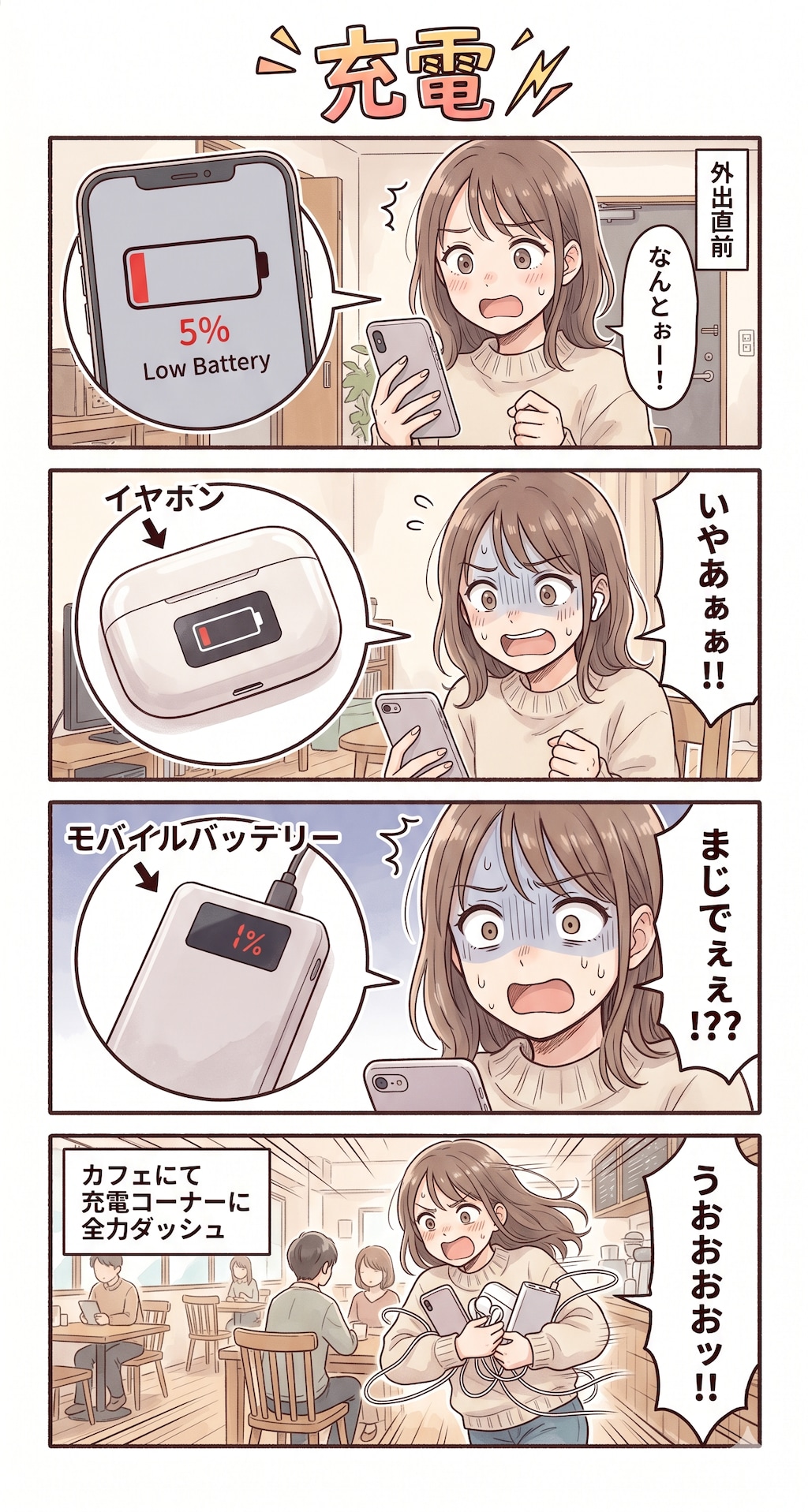 #26 ゆる日常4コマ「充電」