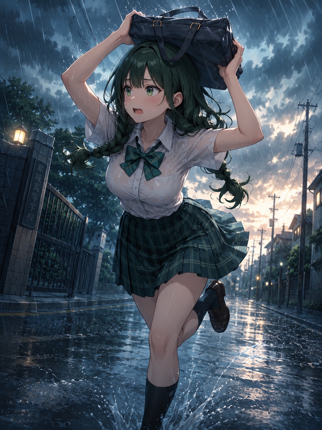 突然の夕立に慌てる翠莉ちゃん🌧️