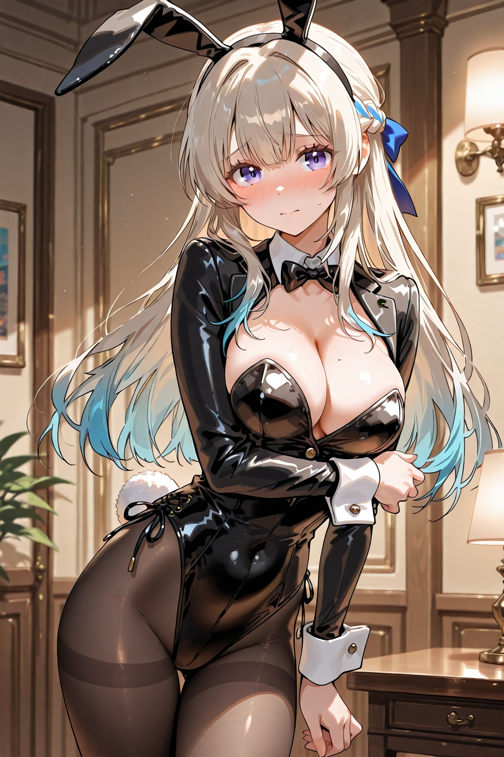 バニースーツ着て恥ずかしがる姿