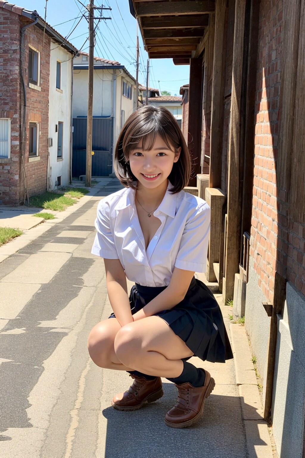 グラビア（制服）しゃがみ