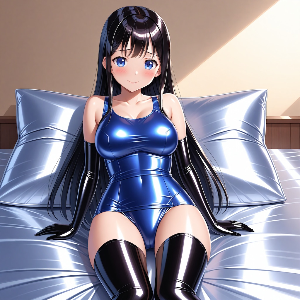 紺旧型スクール水着長手袋サイハイソックス