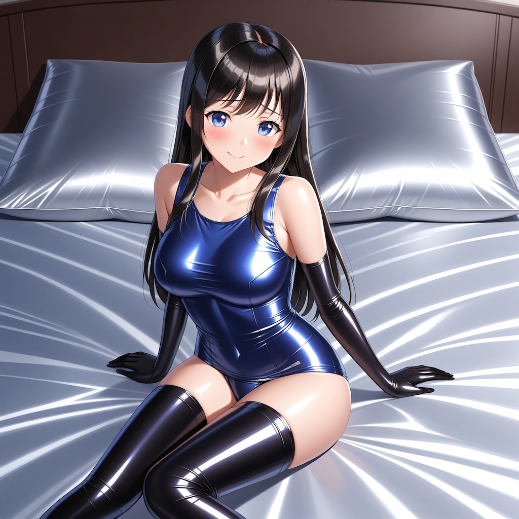 紺旧型スクール水着長手袋サイハイソックス