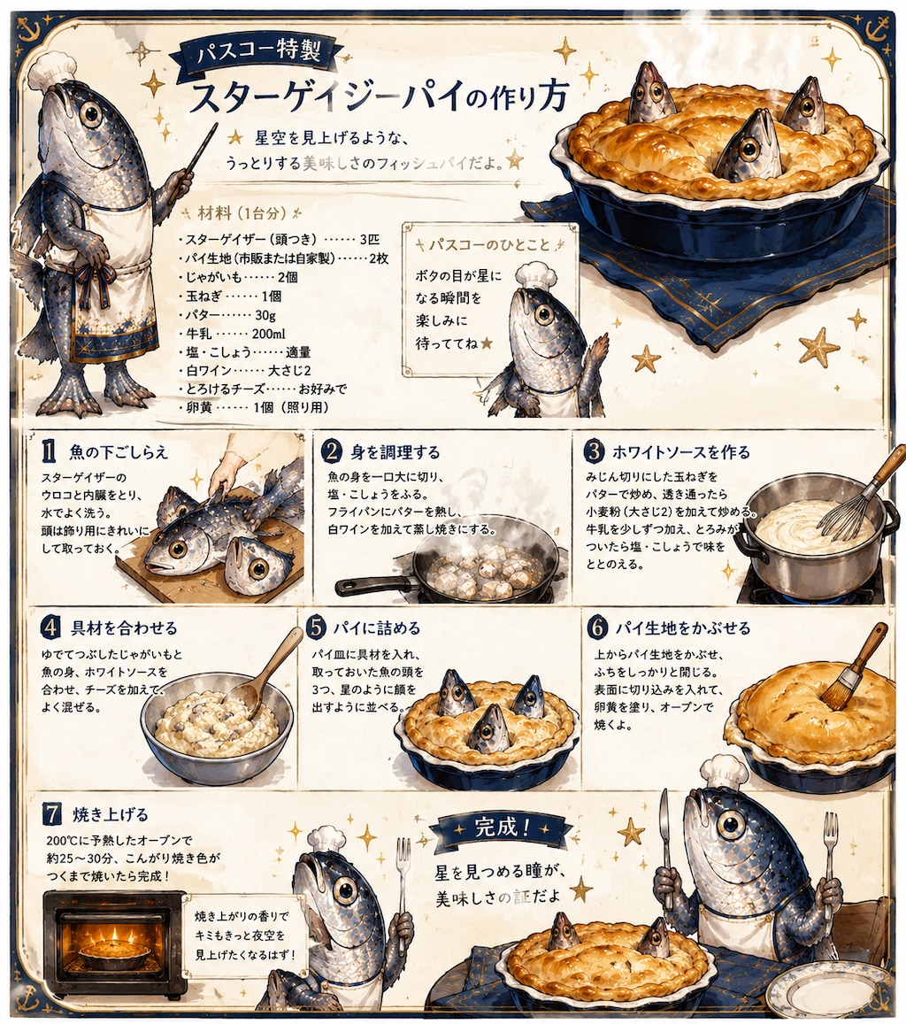 パスコー特製スターゲイジーパイの作り方