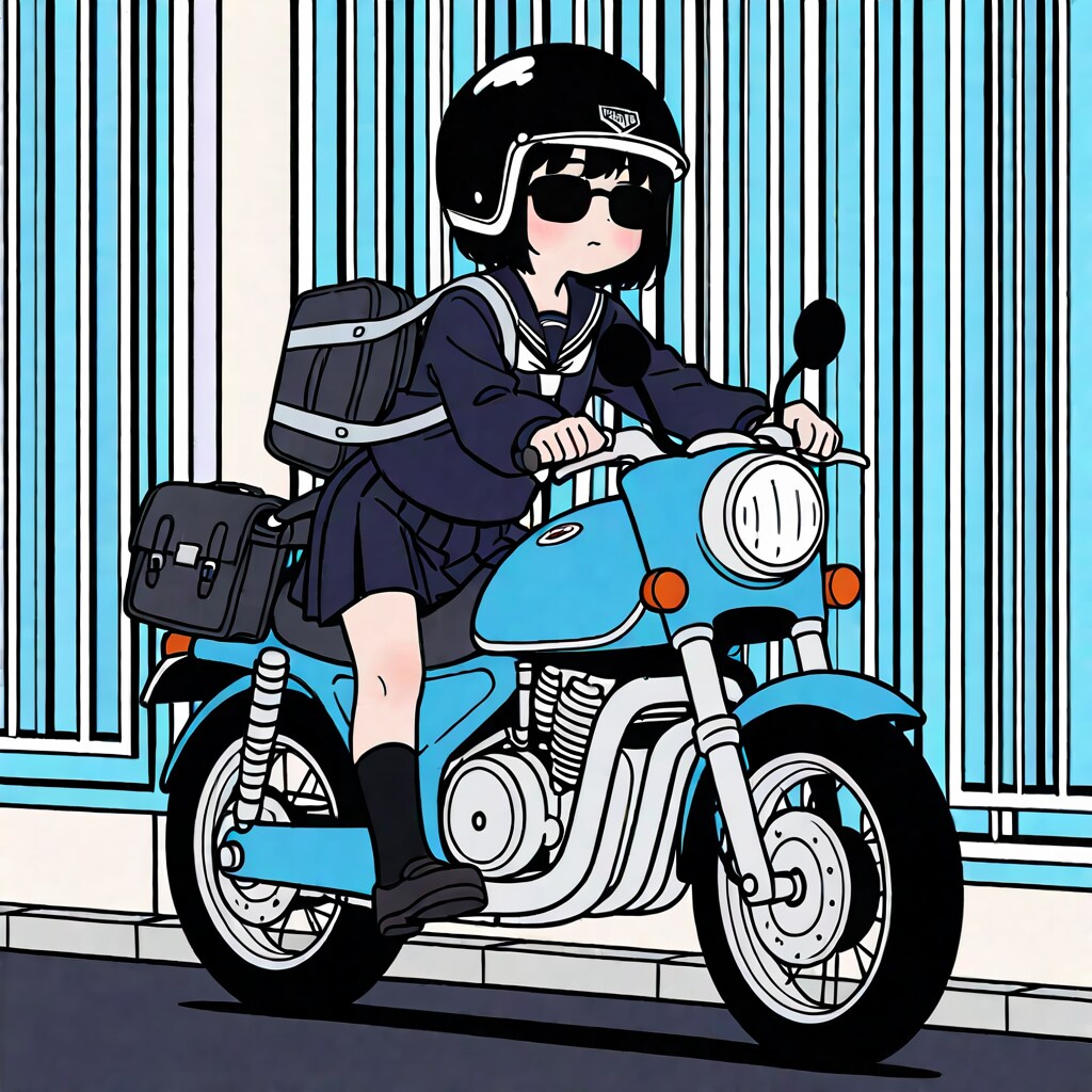 バイク通学女学生