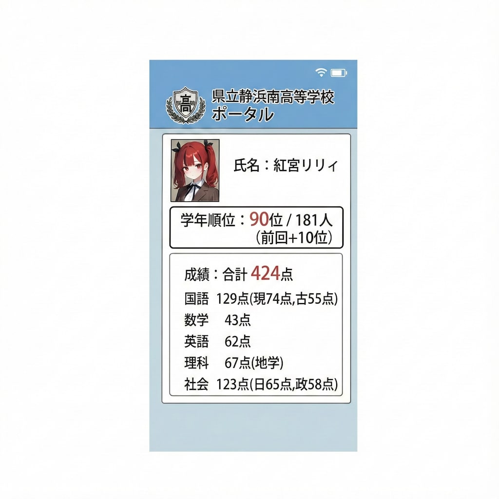 期末考査のテスト期間（成績）