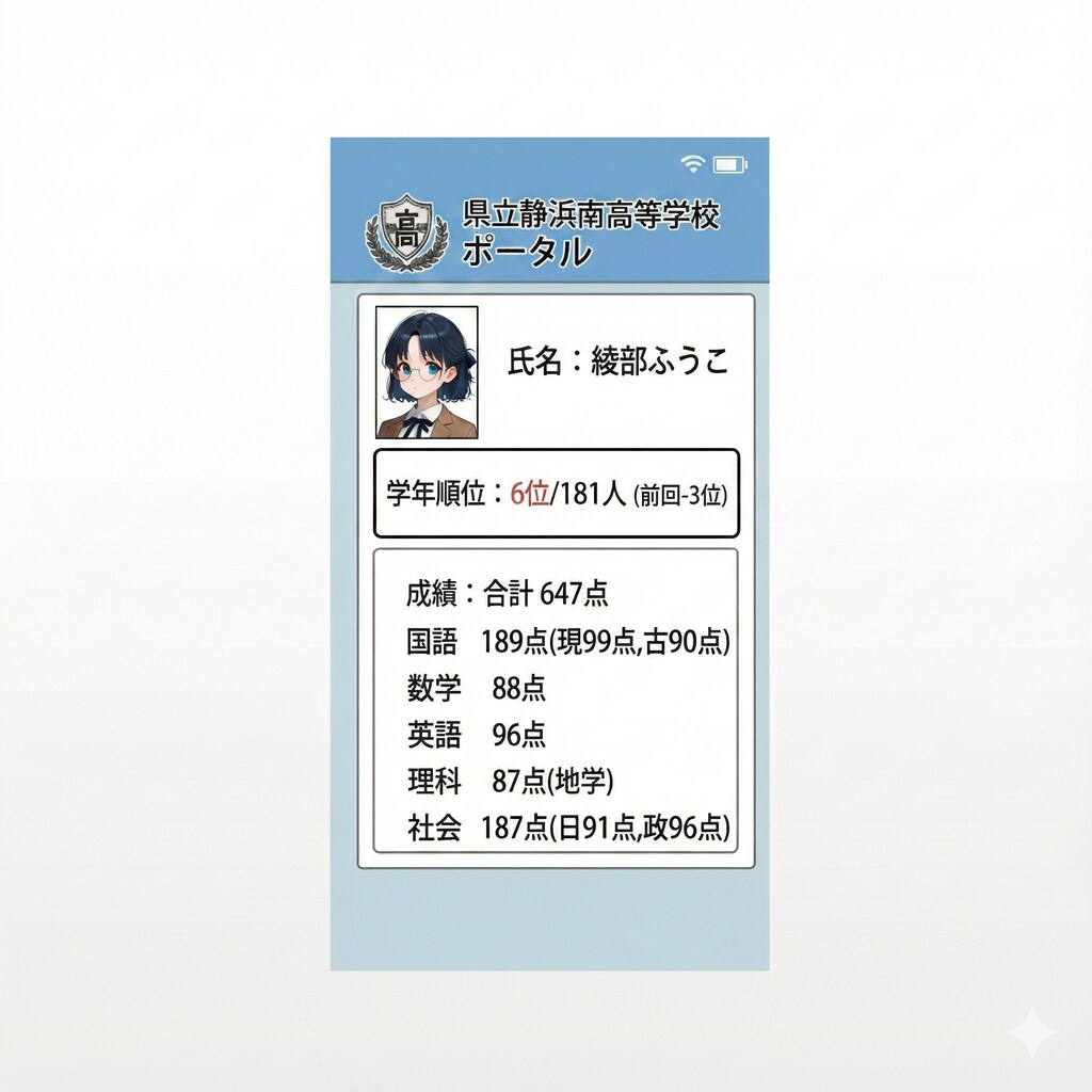 期末考査のテスト期間（成績）