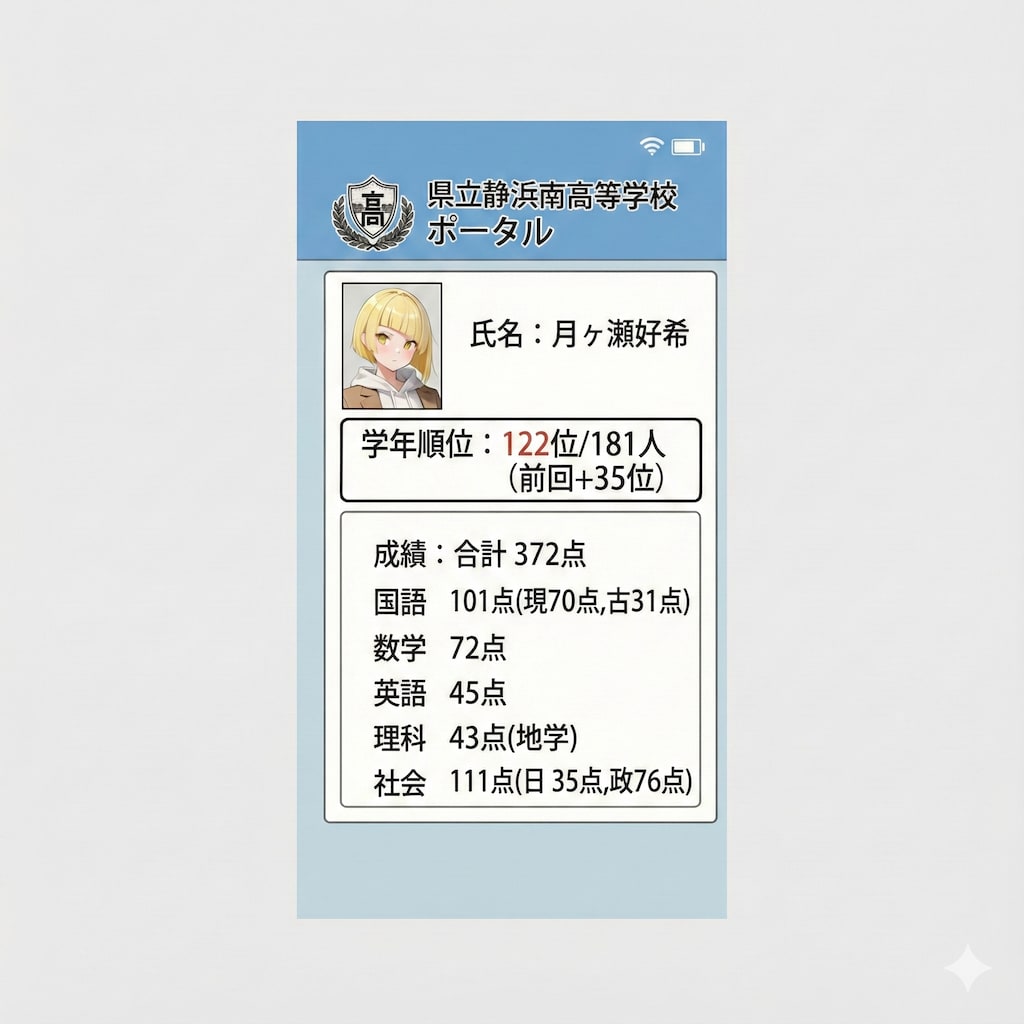 期末考査のテスト期間（成績）