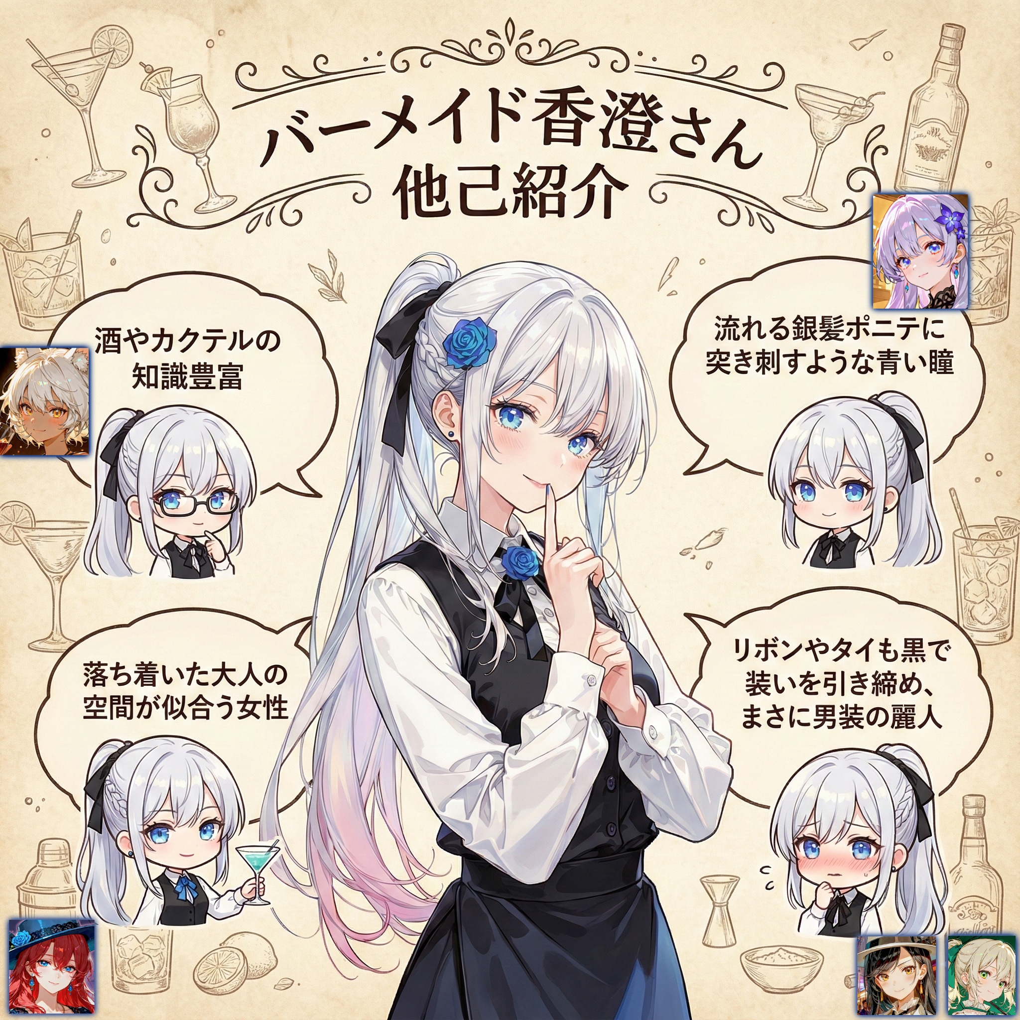 バーメイド香澄さん 他己紹介 (for A.Libraさん) | の人気AIイラスト・グラビア