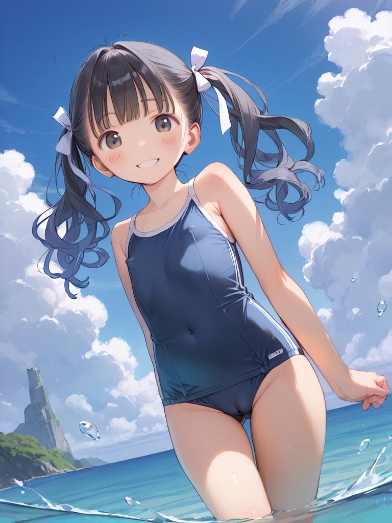 ツインテ〇リJ〇ちゃんのスク水姿