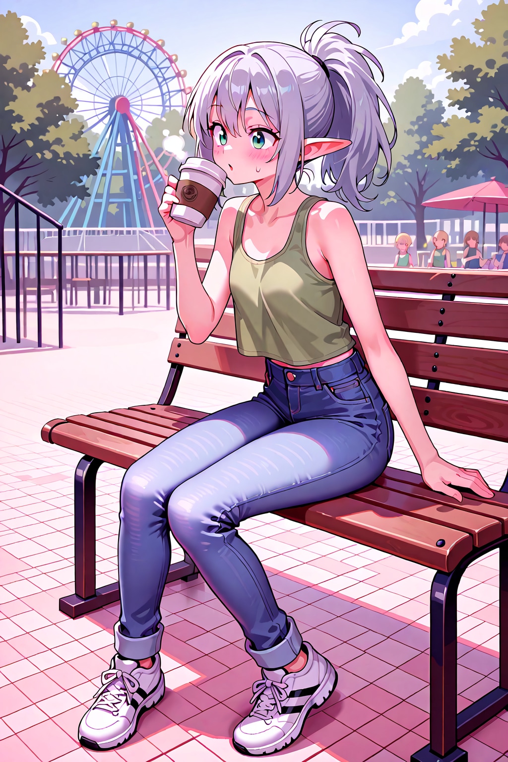 (失敗)遊園地に来た銀髪エルフの女の子