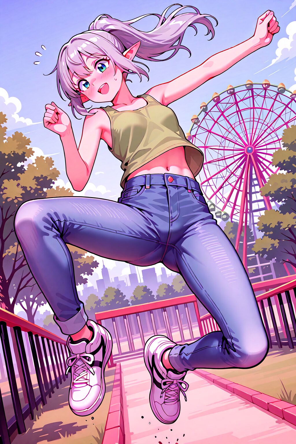 (失敗)遊園地に来た銀髪エルフの女の子