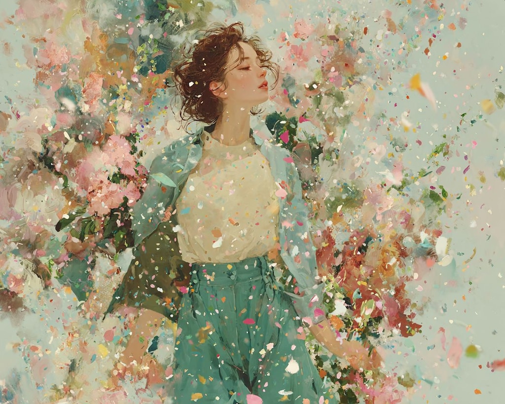 春の女性(ひと)-水彩風