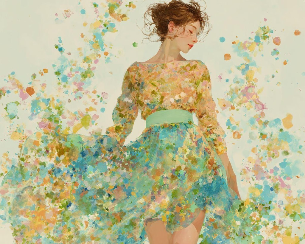 春の女性(ひと)-水彩風