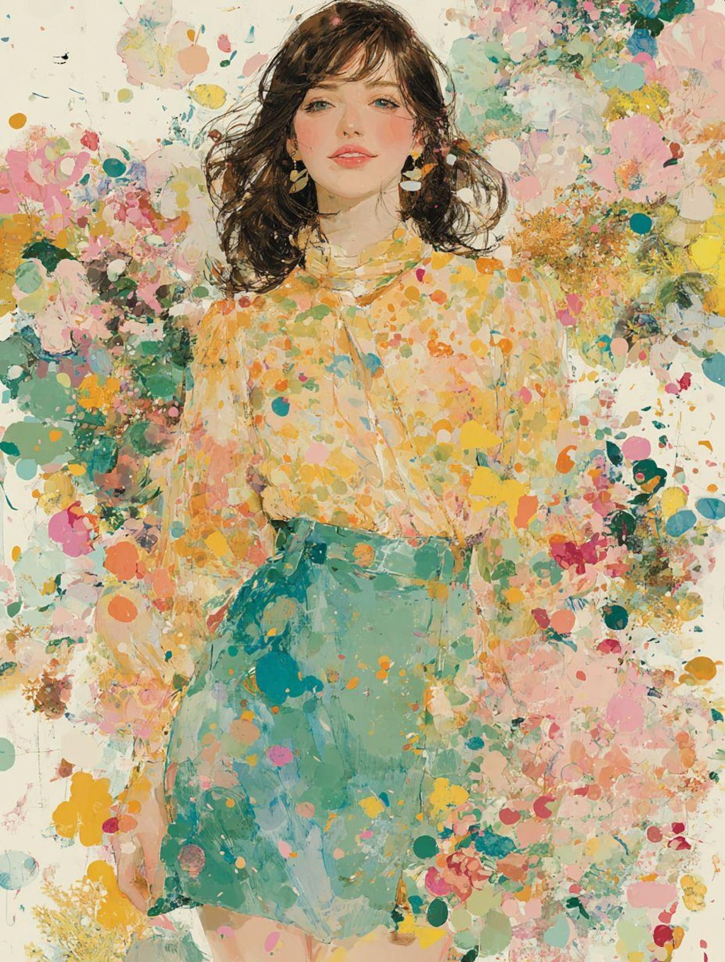 春の女性(ひと)-水彩風