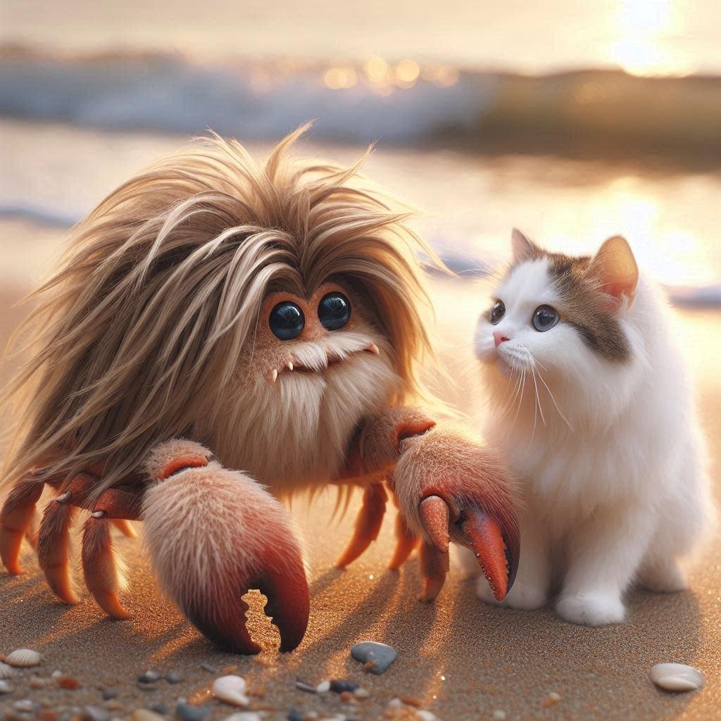 短髪の蟹さんとゲストのネコさま