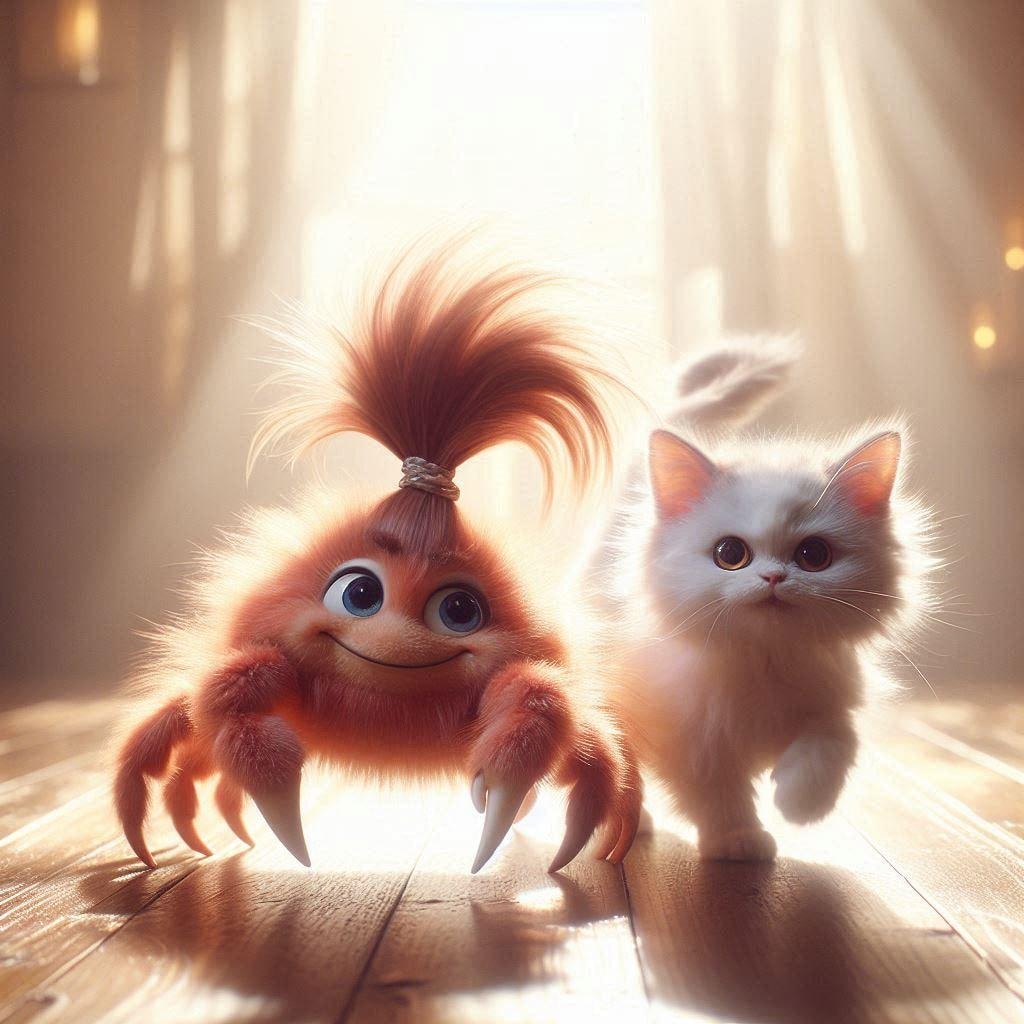 短髪の蟹さんとゲストのネコさま