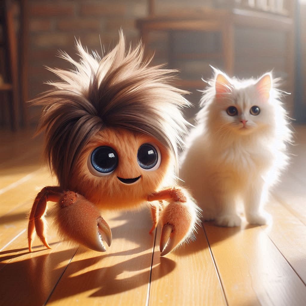 短髪の蟹さんとゲストのネコさま | の人気AIイラスト・グラビア