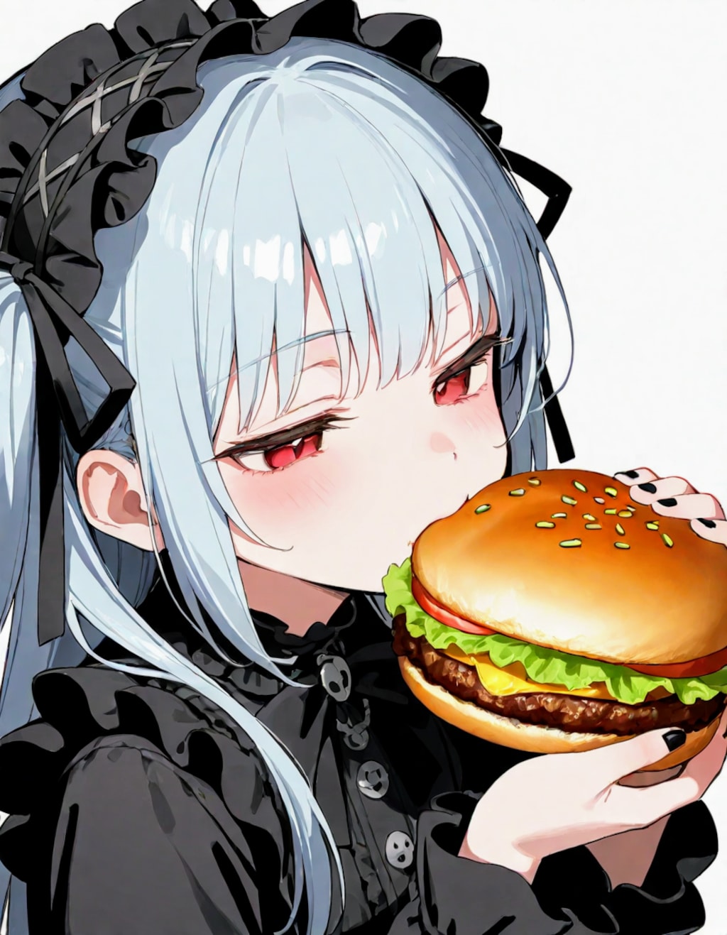 ジト目、マシンガン＆ハンバーガーお姉やん