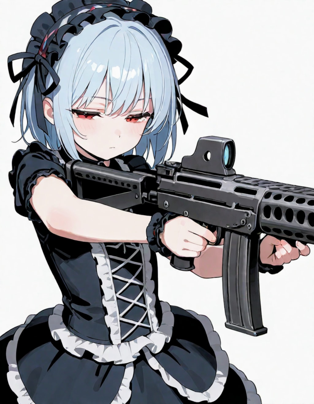 ジト目、マシンガン＆ハンバーガーお姉やん