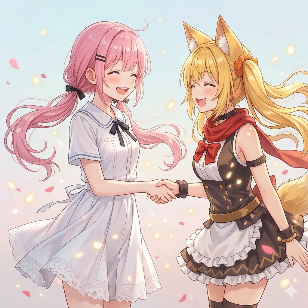 綾宮さんの桃香ちゃんと握手する