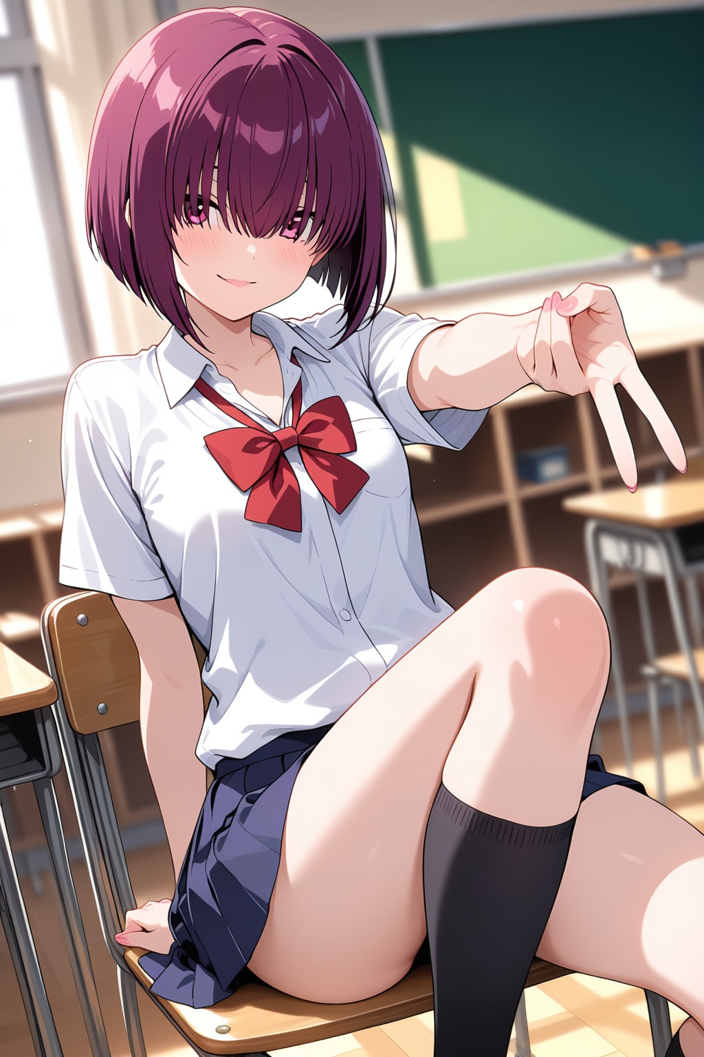 不愛想後輩ちゃん82『ギャルピース+制服』
