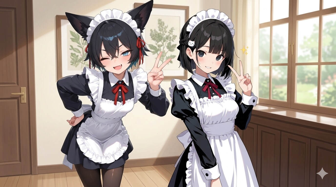 紗奈さん×凜猫ちゃん | の人気AIイラスト・グラビア