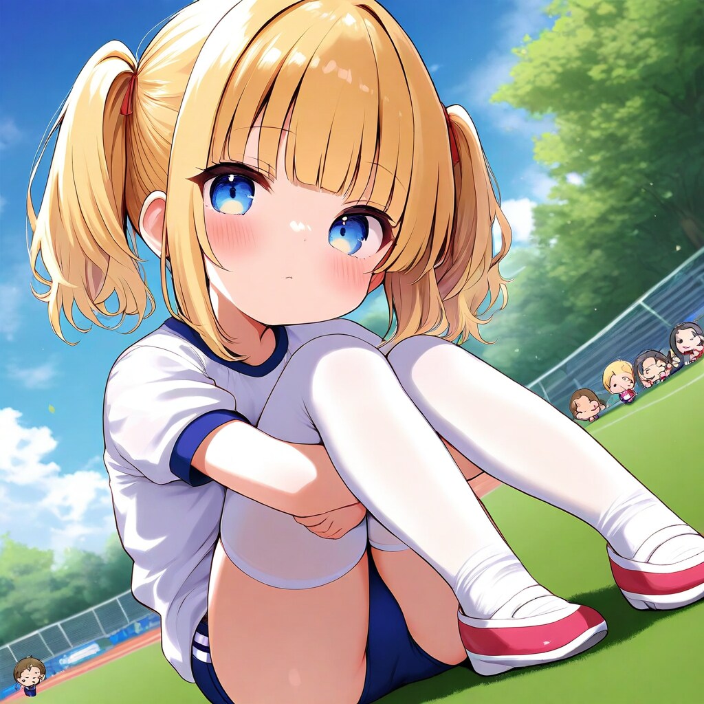 体育座りで待機中