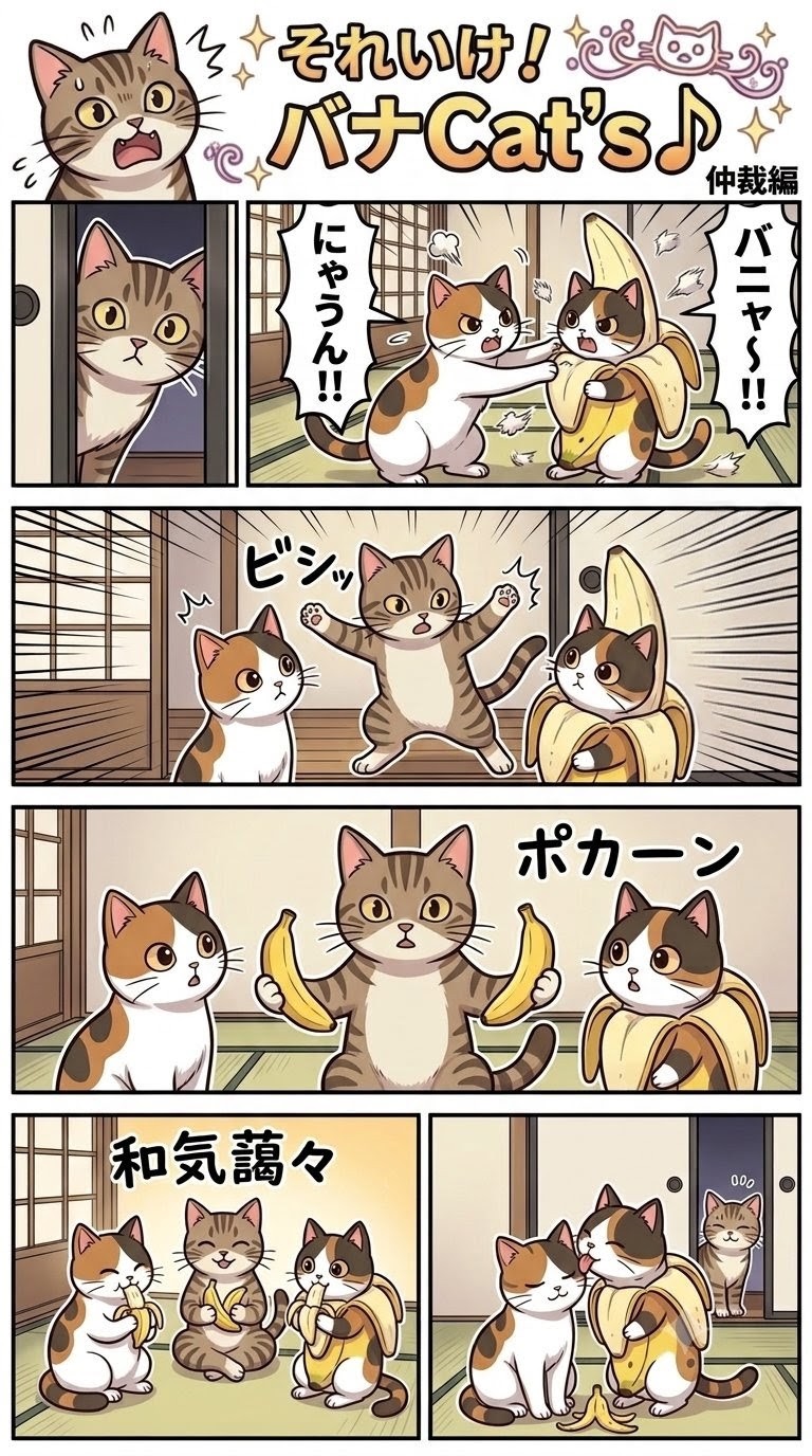 【回答】三毛猫さんとバナにゃんを見た