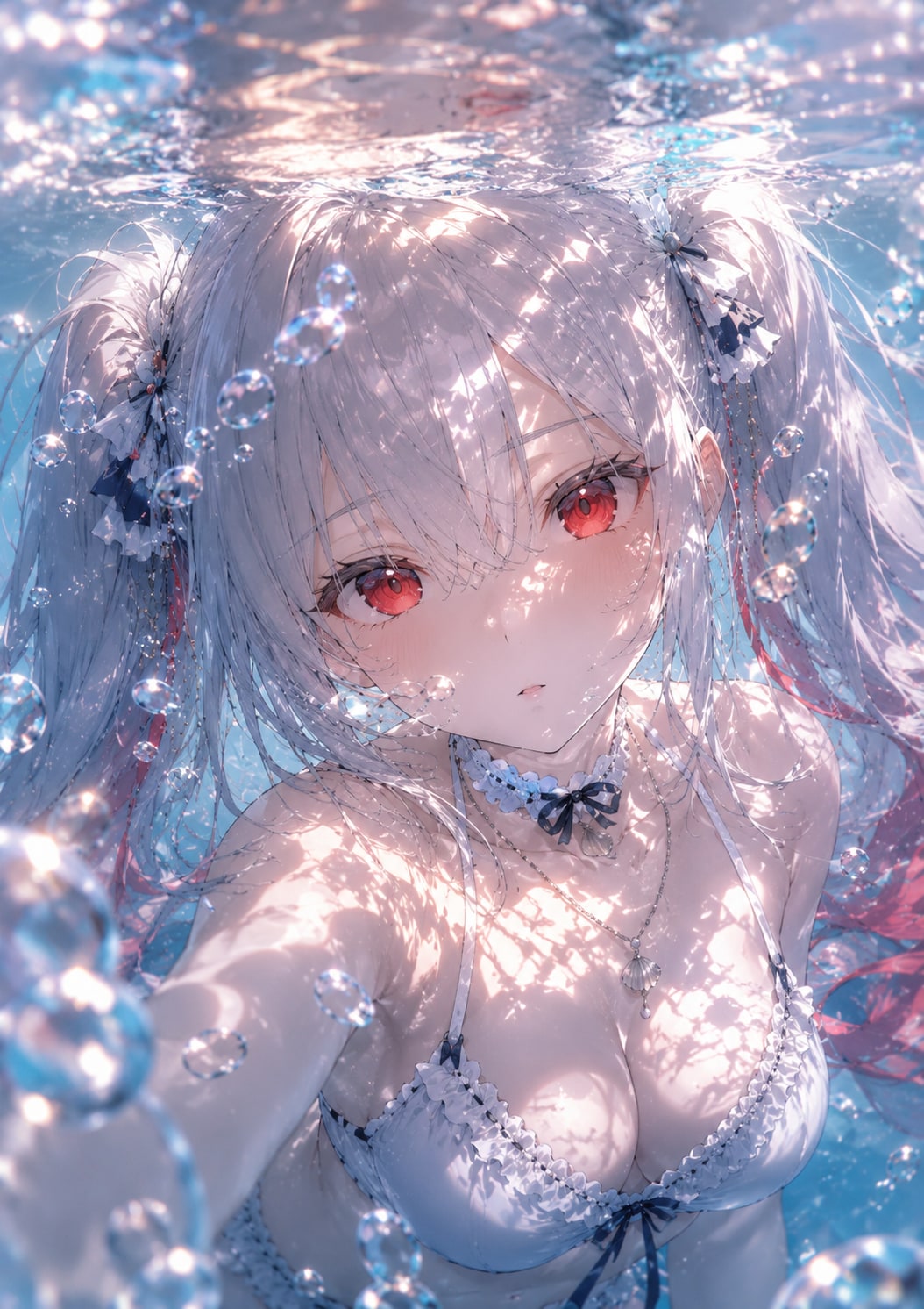 オリジナルキャラクター、水着イラスト（水中）