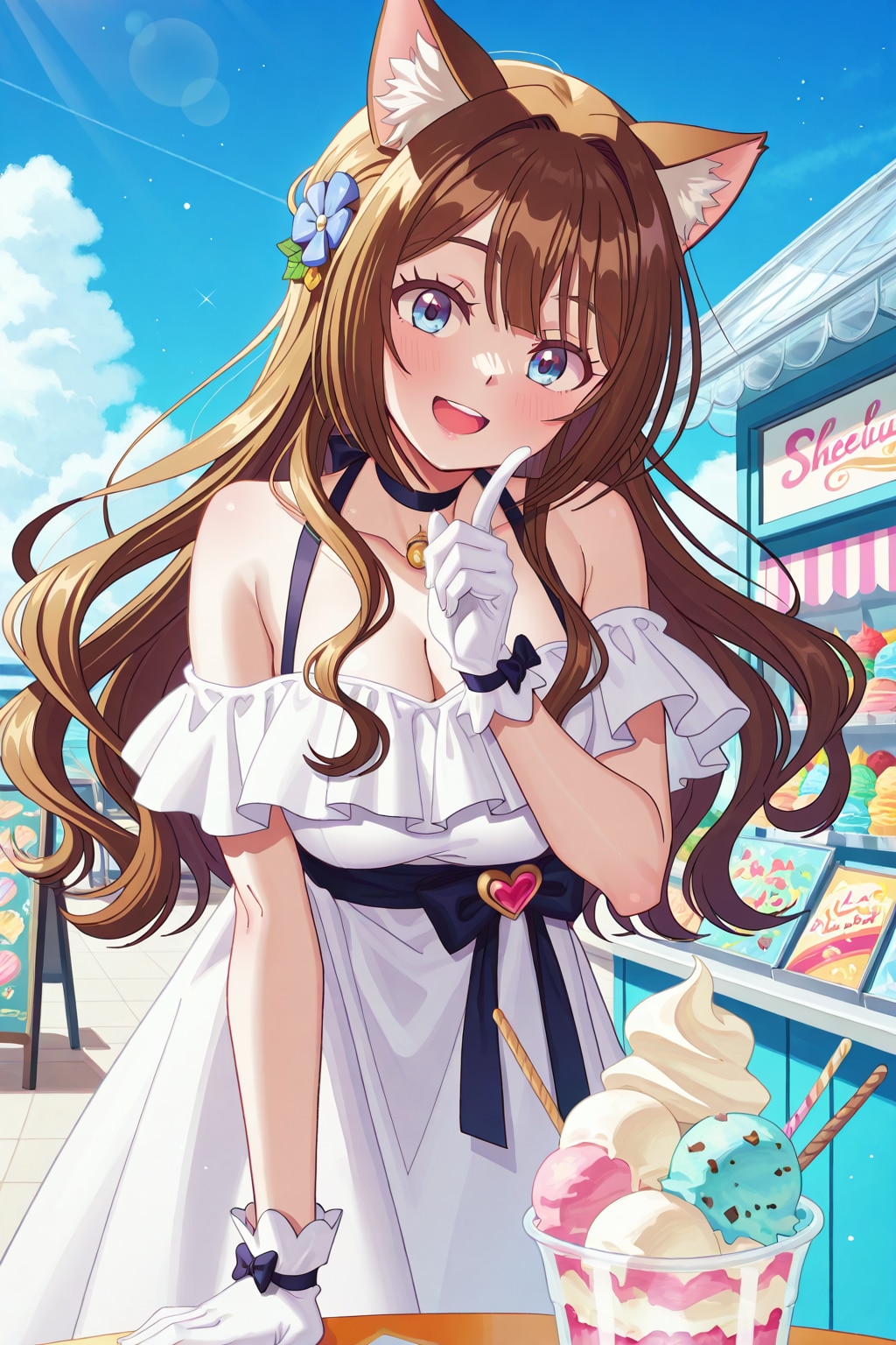 ソフトクリームとねこ耳少女