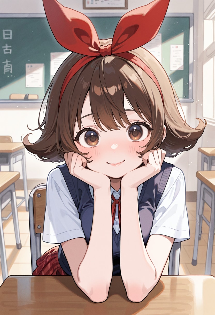 頬杖をつく少女