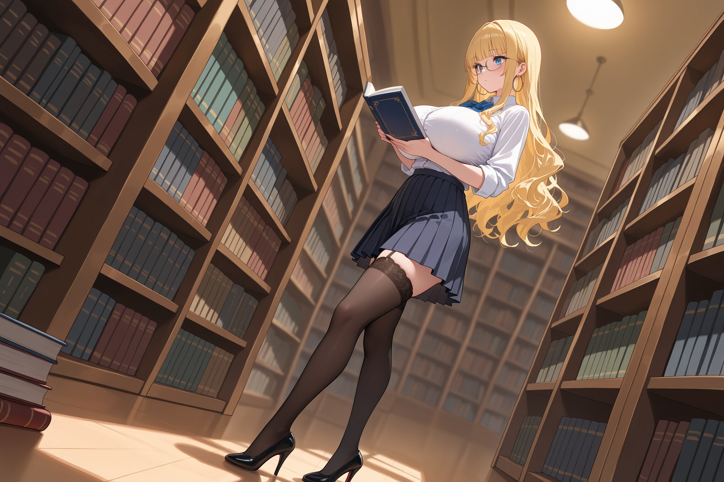 立ち読みするグレースさん