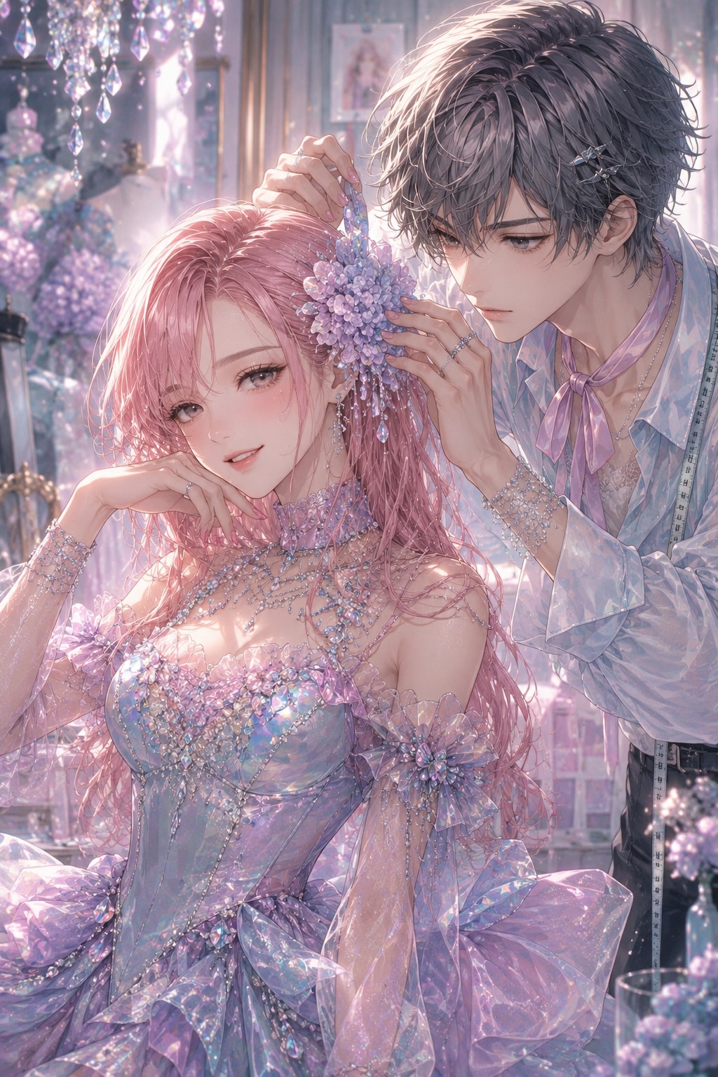 紫陽花のドレス。落果ちゃん×リンゴくん