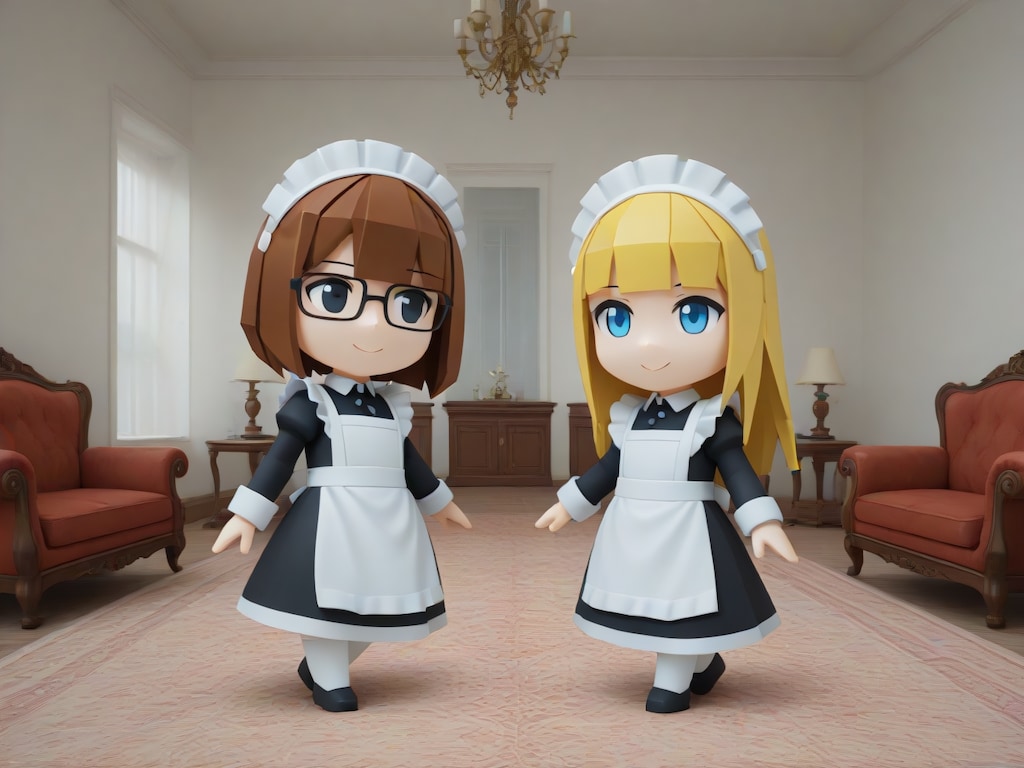 3Dポリゴン化ちび眼鏡メイドちゃん