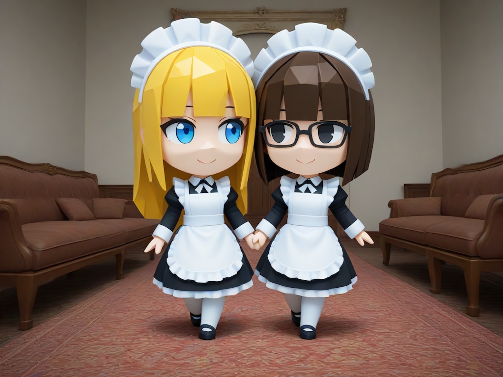 3Dポリゴン化ちび眼鏡メイドちゃん