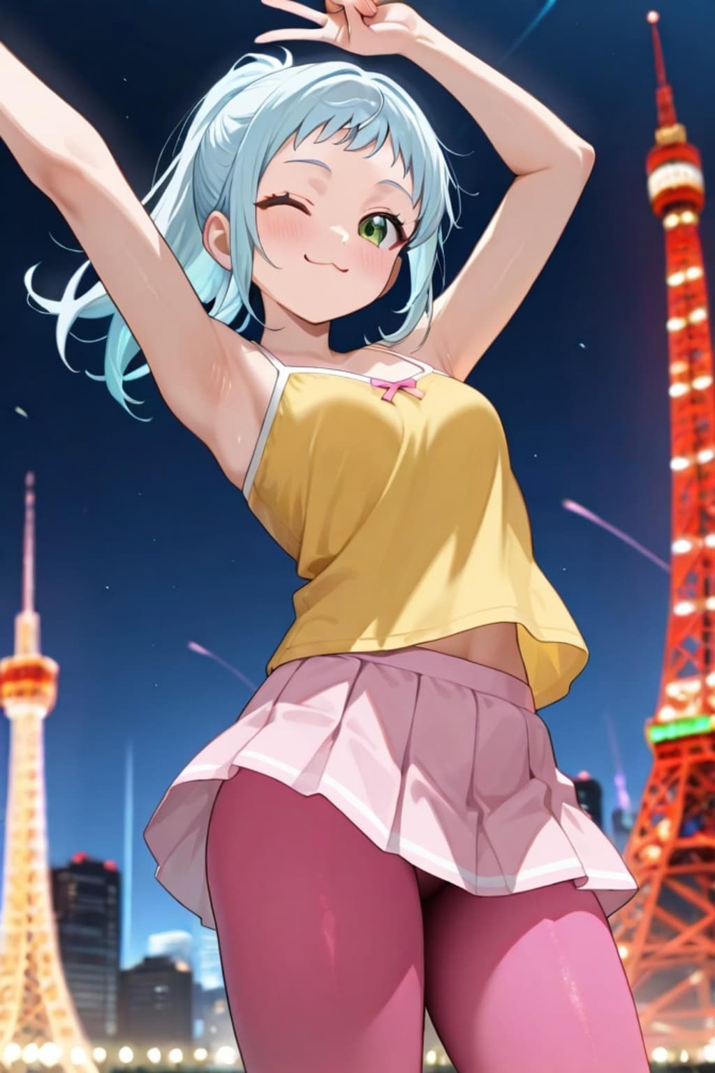 東京タワーと青髪ちゃん