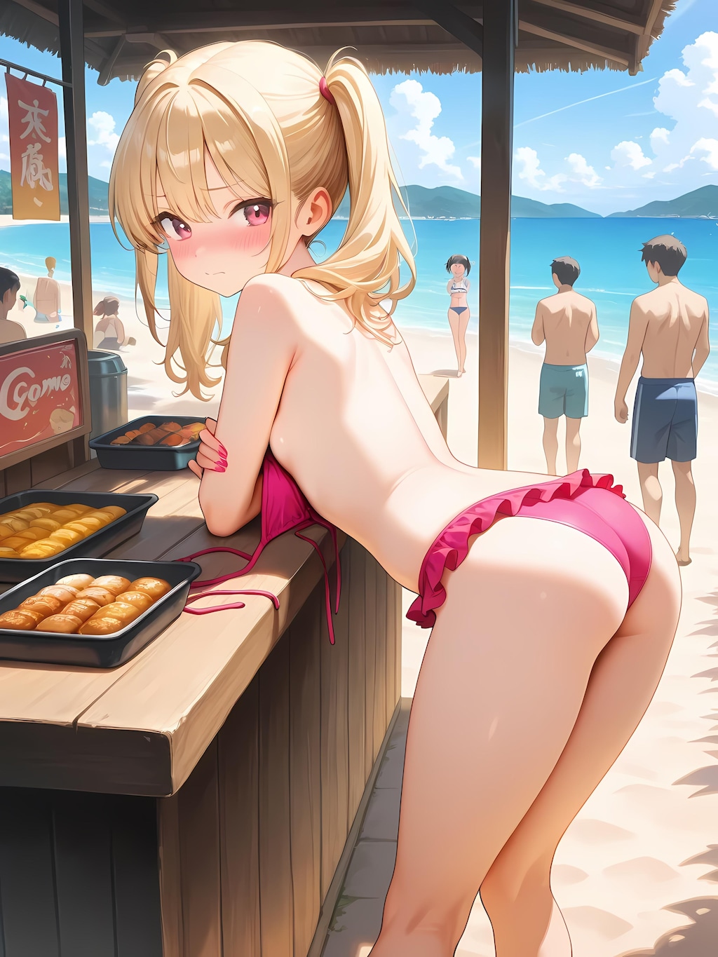 紐がほどけちゃった女の子