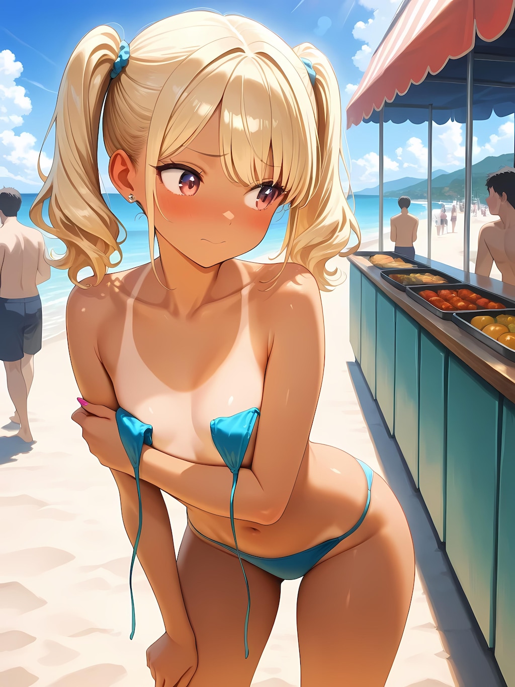 紐がほどけちゃった女の子