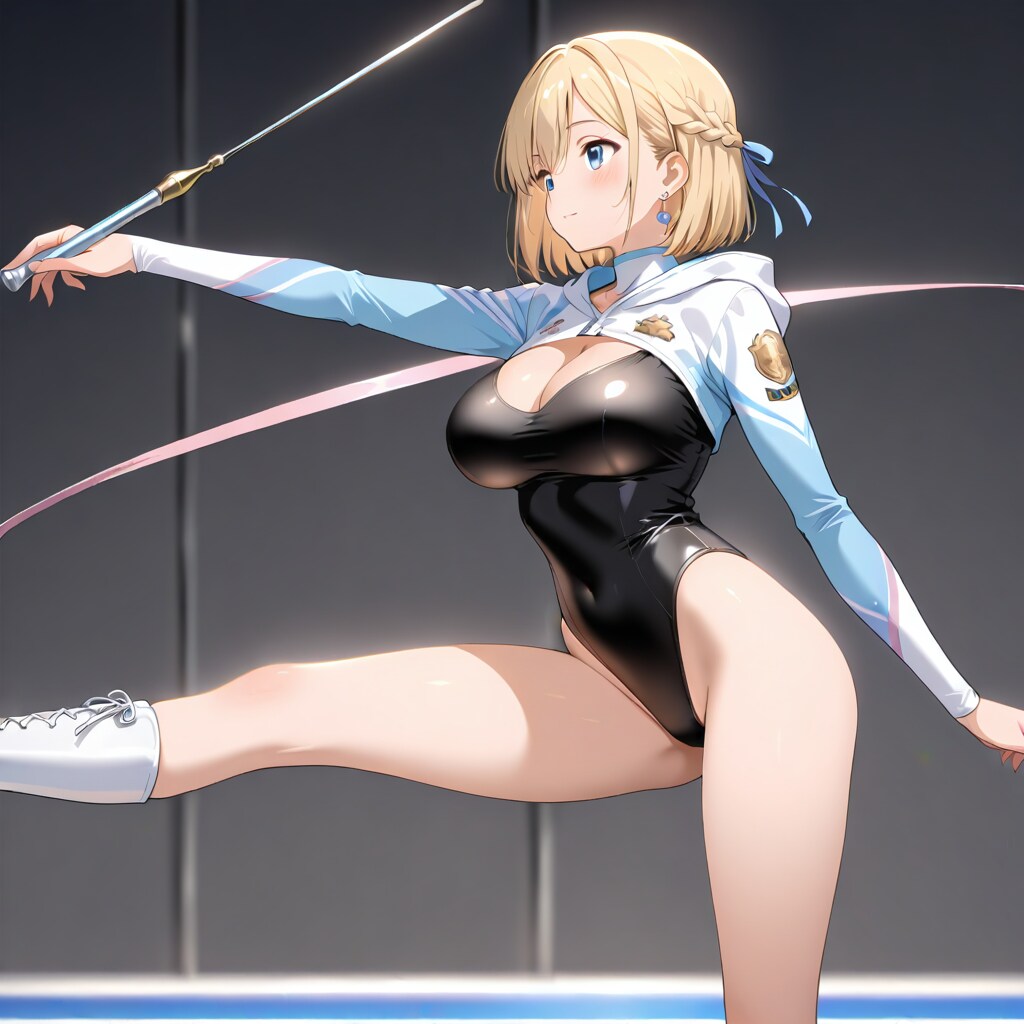 新体操パーカーハイネックレオタード美少女警官