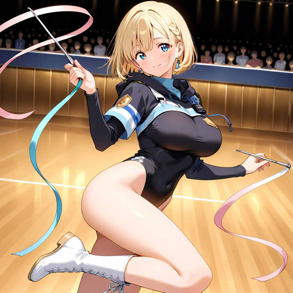 新体操パーカーハイネックレオタード美少女警官