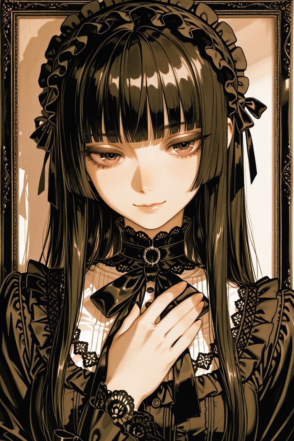 セピア調のゴスロリちゃん。