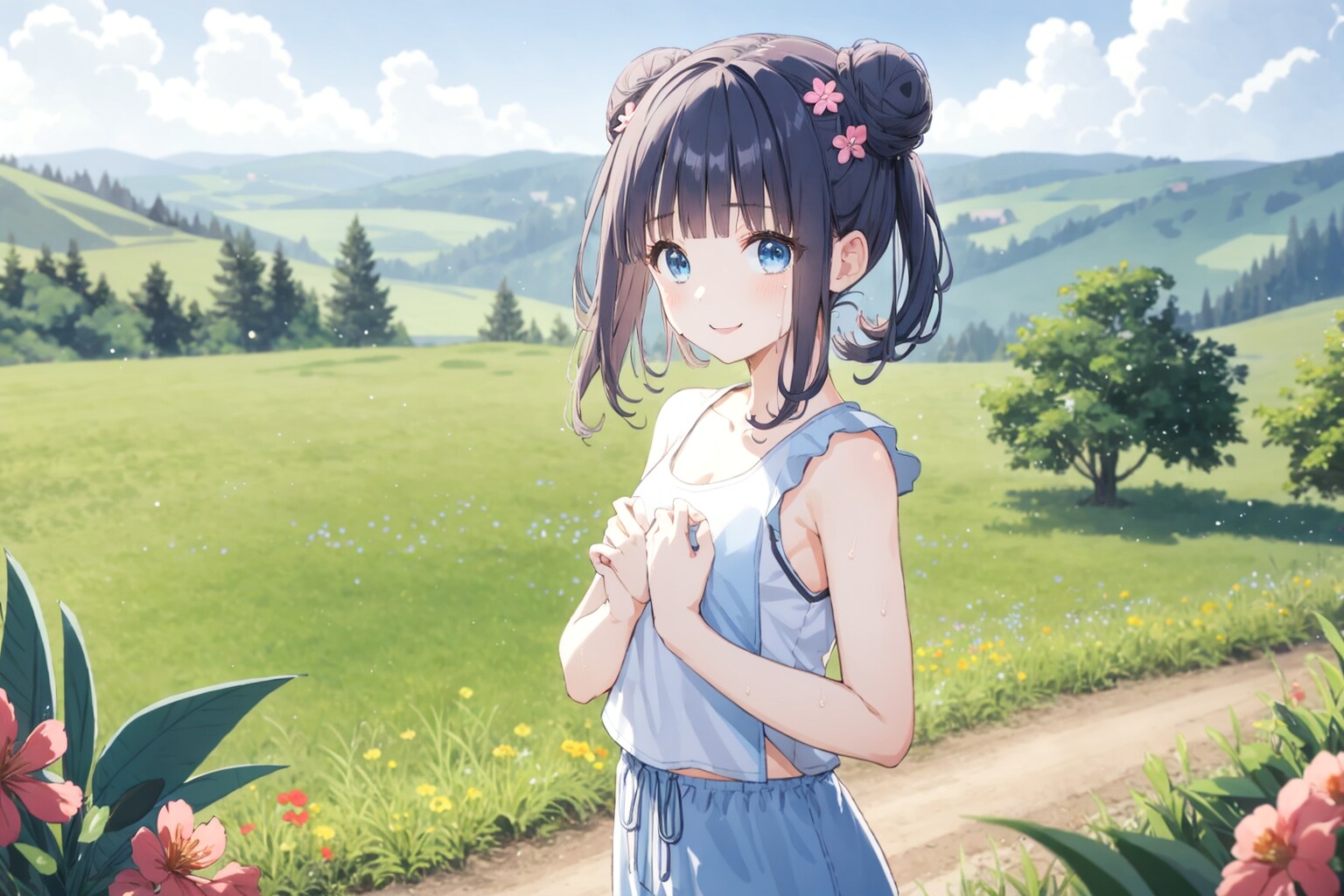 おだんごちゃん🍡と草原で。
