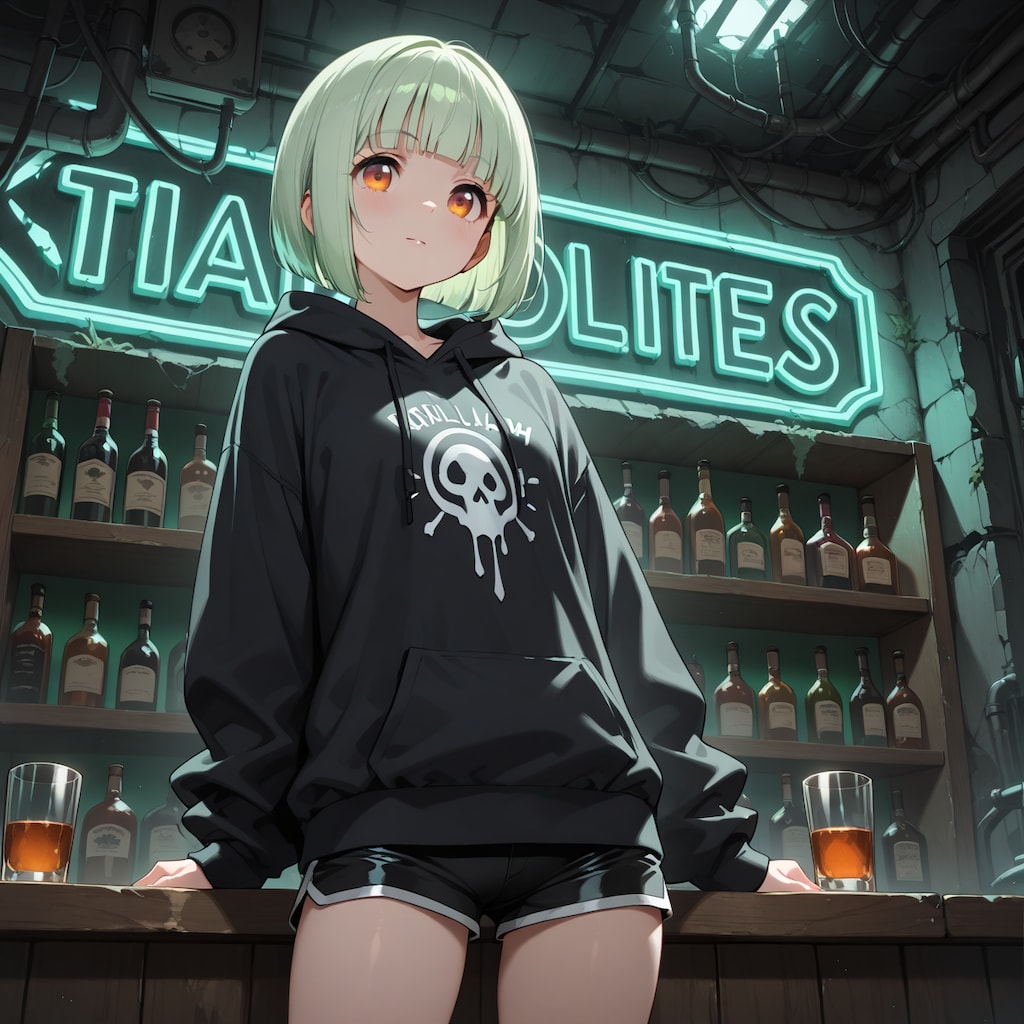 ボロ酒場で店番するトーリちゃん