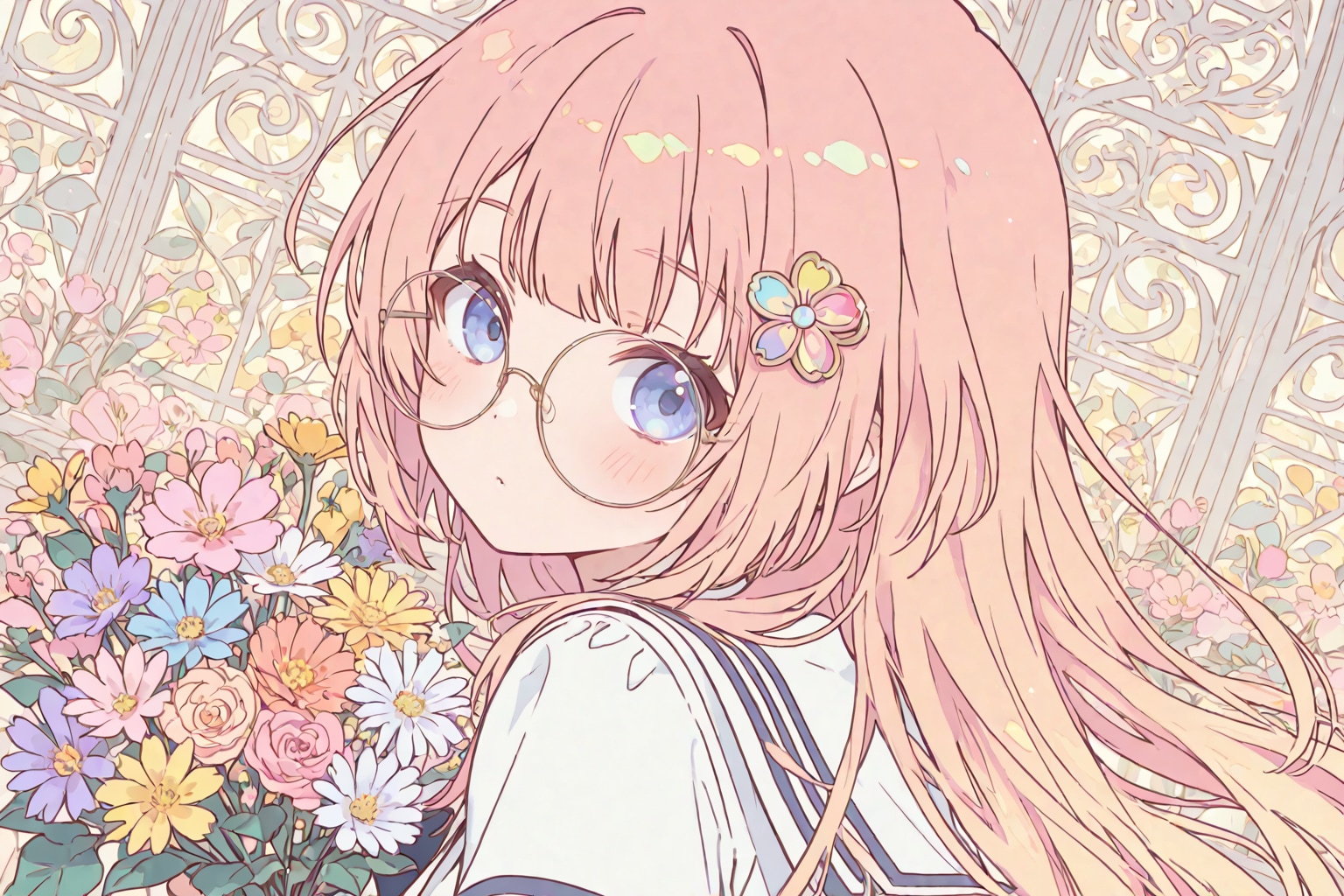 花束とセーラー服 | の人気AIイラスト・グラビア