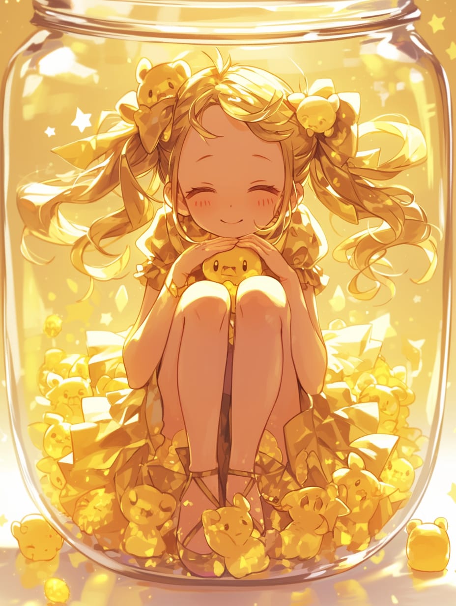 「瓶詰の少女」黄51 | の人気AIイラスト・グラビア