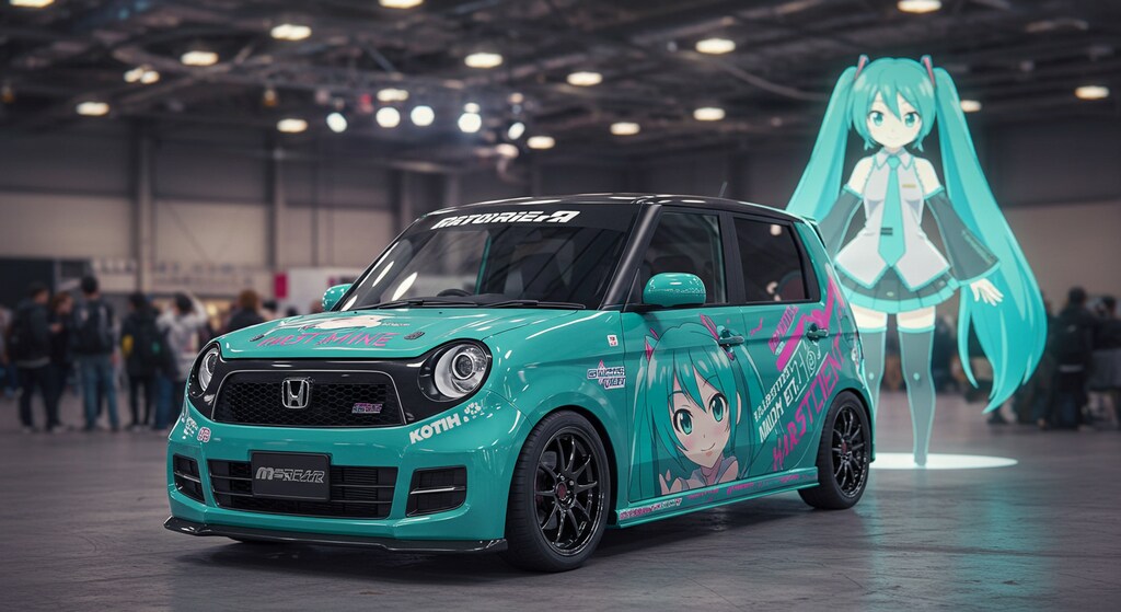 初音ミクと初音ミク痛車N-ONE