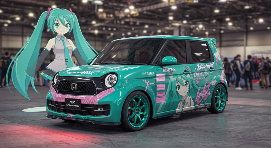 初音ミクと初音ミク痛車N-ONE