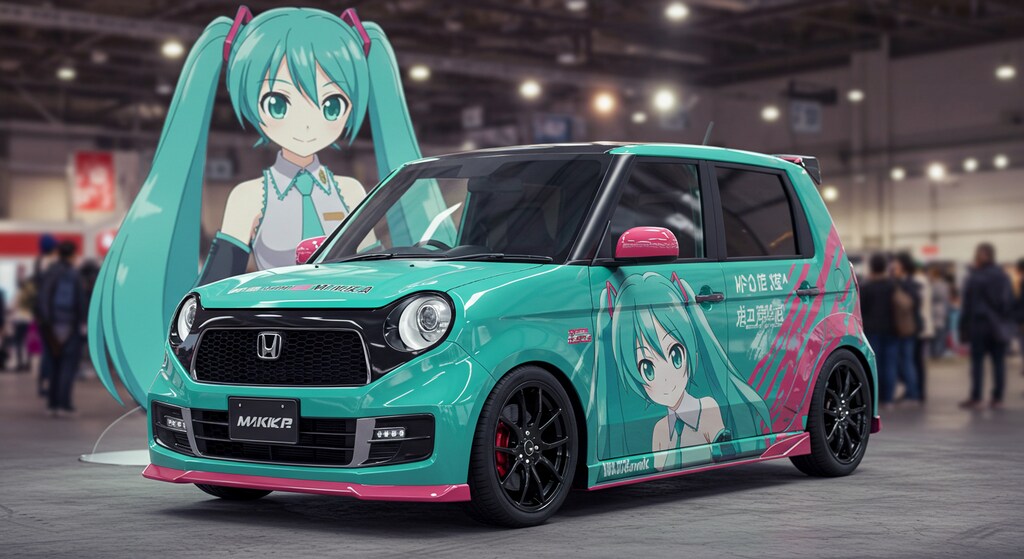 初音ミクと初音ミク痛車N-ONE