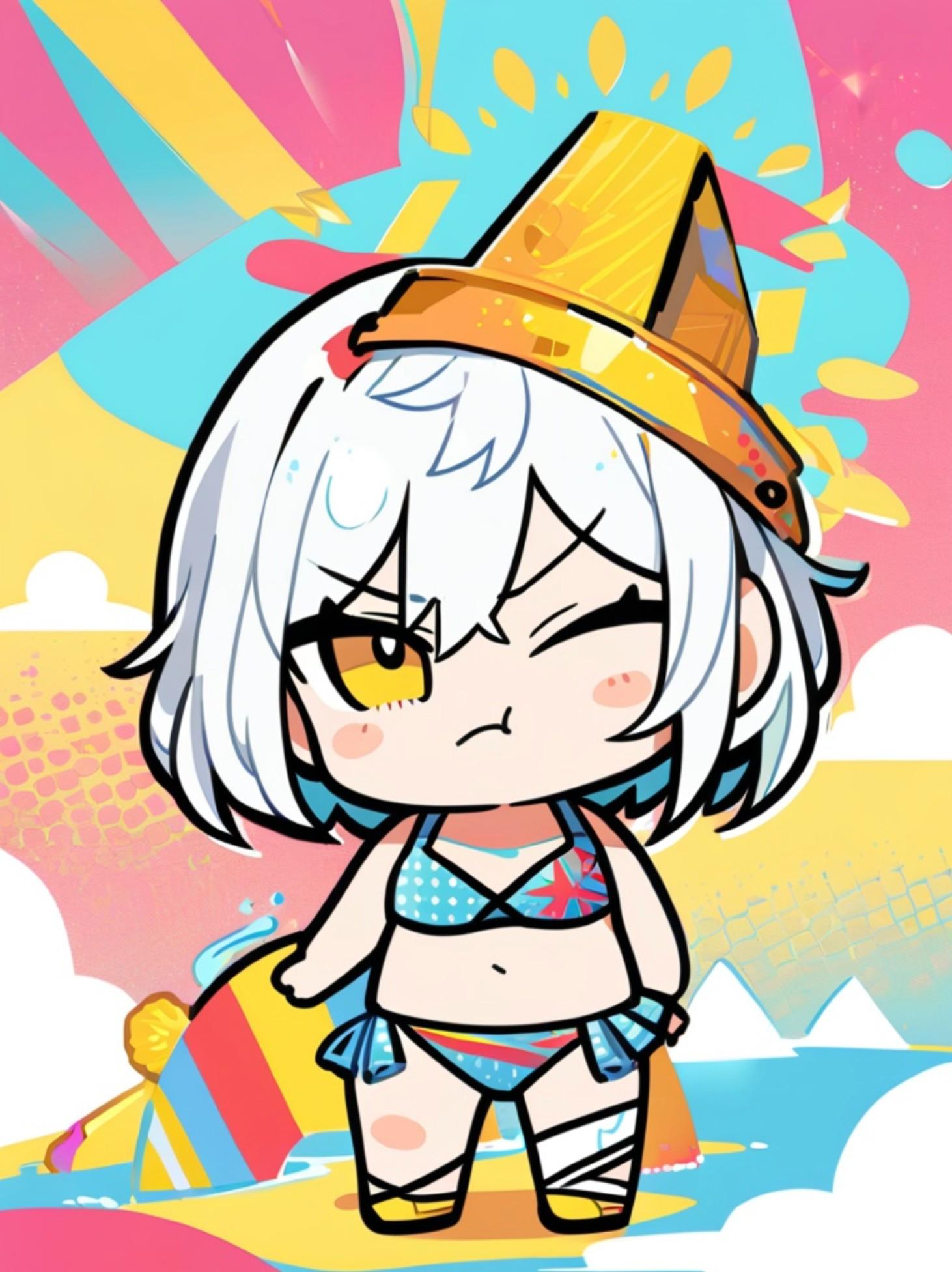 水着の白髪ちゃん | の人気AIイラスト・グラビア